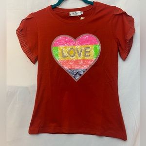 La Diosa red sparkle heart shirt size small
